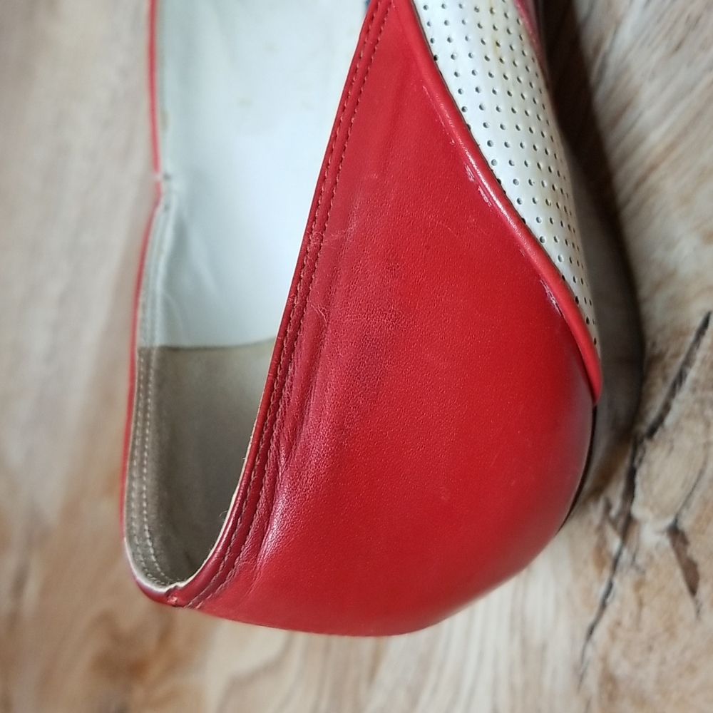 Vintage Amalfi Womens Red White Almond Toe Low Heel Loafers Flats Size 7… - Picture 10 of 14